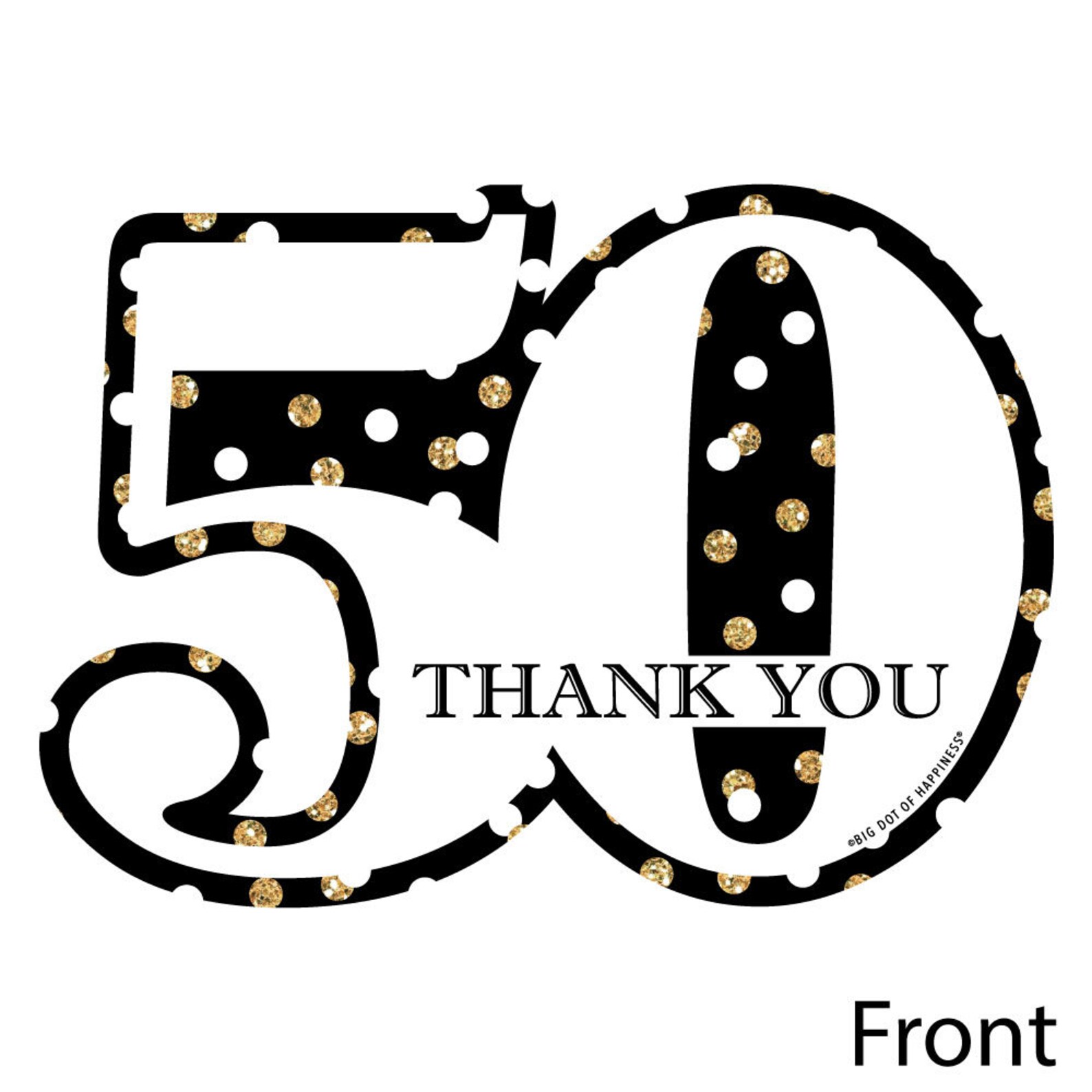 Adult 50th Birthday Gold Shaped Thank You Cards Birthday Etsy