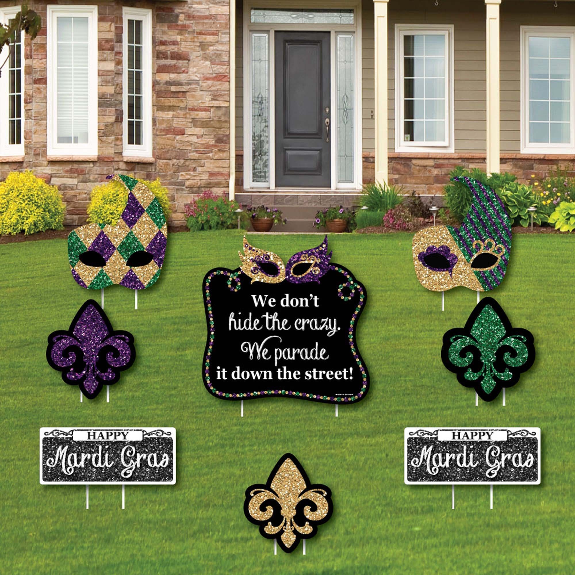 Mardi Gras Shaped Lawn Decorations Outdoor Mardi Gras Decorations  Masquerade Party Lawn Ornaments Mardi Gras Shaped Yard Art 8 Pc. 