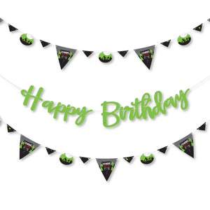 Zombie Zone - Birthday Zombie Crawl Letter Banner Decoration - 36 Banner Cutouts and Happy Birthday Banner Letters