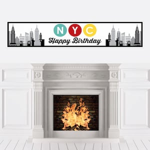 NYC Cityscape New York City Birthday Party Decorations Party Banner image 1