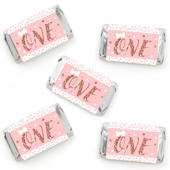 1st Birthday Little Miss Onederful - Mini Candy Bar Wrapper Stickers - Girl First Birthday Party Small Favors - 40 Count Il_570xn