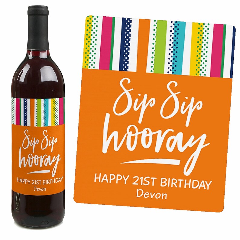 21st Birthday Set of 4 Sticker Labels Wine Gifts Cheerful Happy Birthday Colorful Birthday Party Decorations for Women and Men