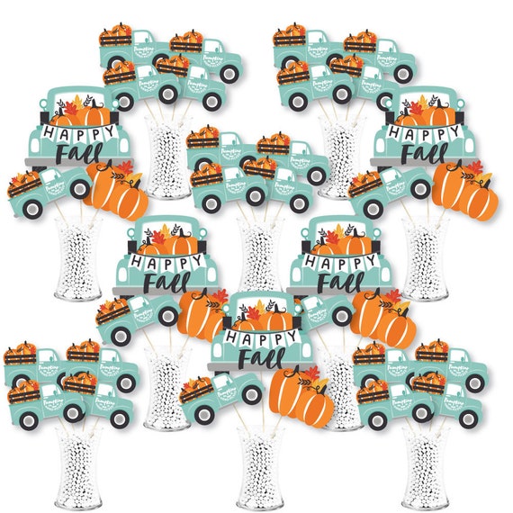 Happy Fall Truck - Harvest Pumpkin Party Centerpiece Sticks - Showstopper Table Toppers - 35 Pieces Il_570xn