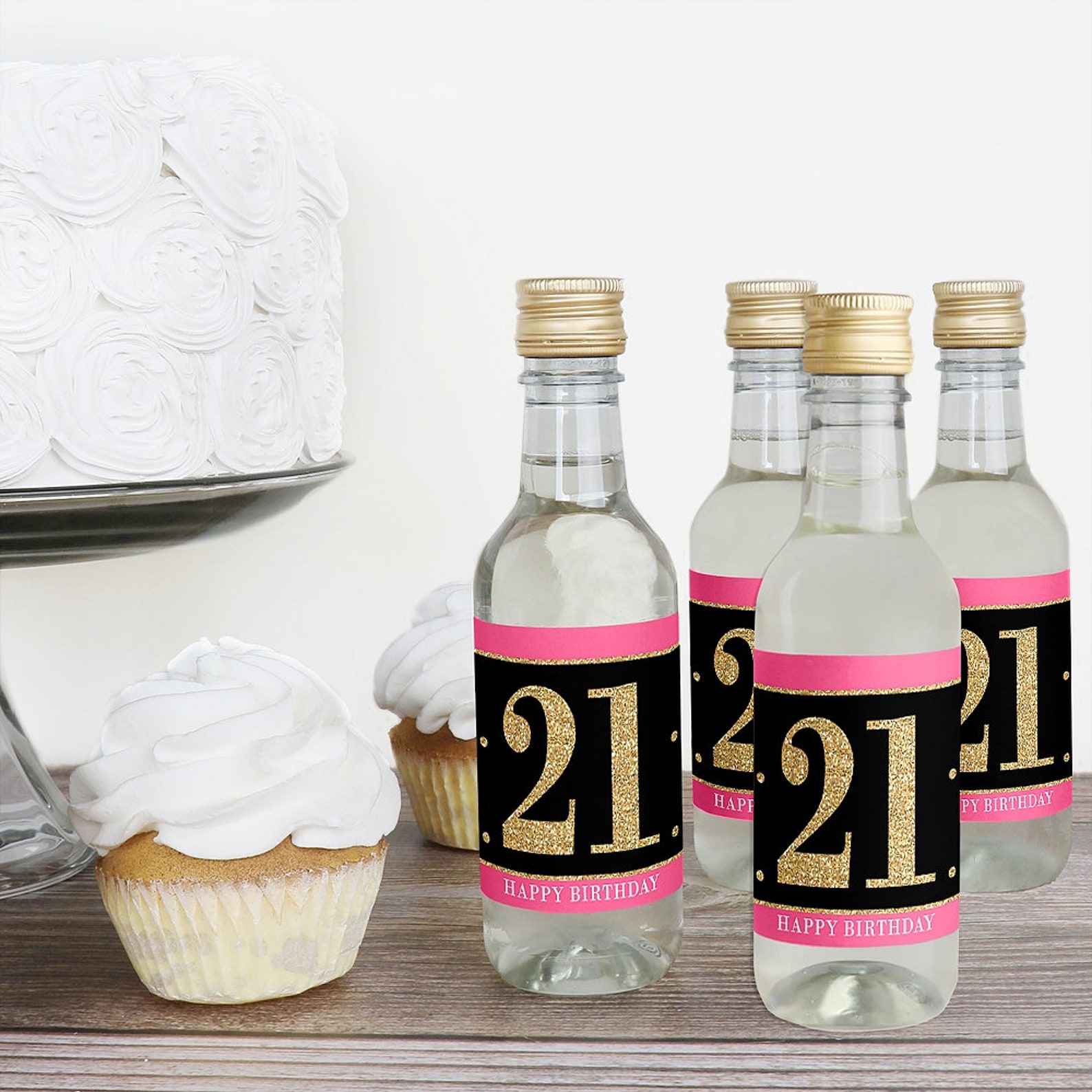 Finally 21 Girl - 21st Birthday Party - Mini Wine and Champagne Bottle ...