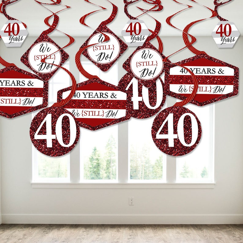 We Still Do 40th Wedding Anniversary Anniversary Party Hanging Decor Party Decoration Swirls Set of 40 image 3