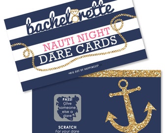 Bachelorette Party Game - Last Sail Before The Veil - Nautical Party Scratch Off Dare Cards - Bridal Shower Game - 22 ct.