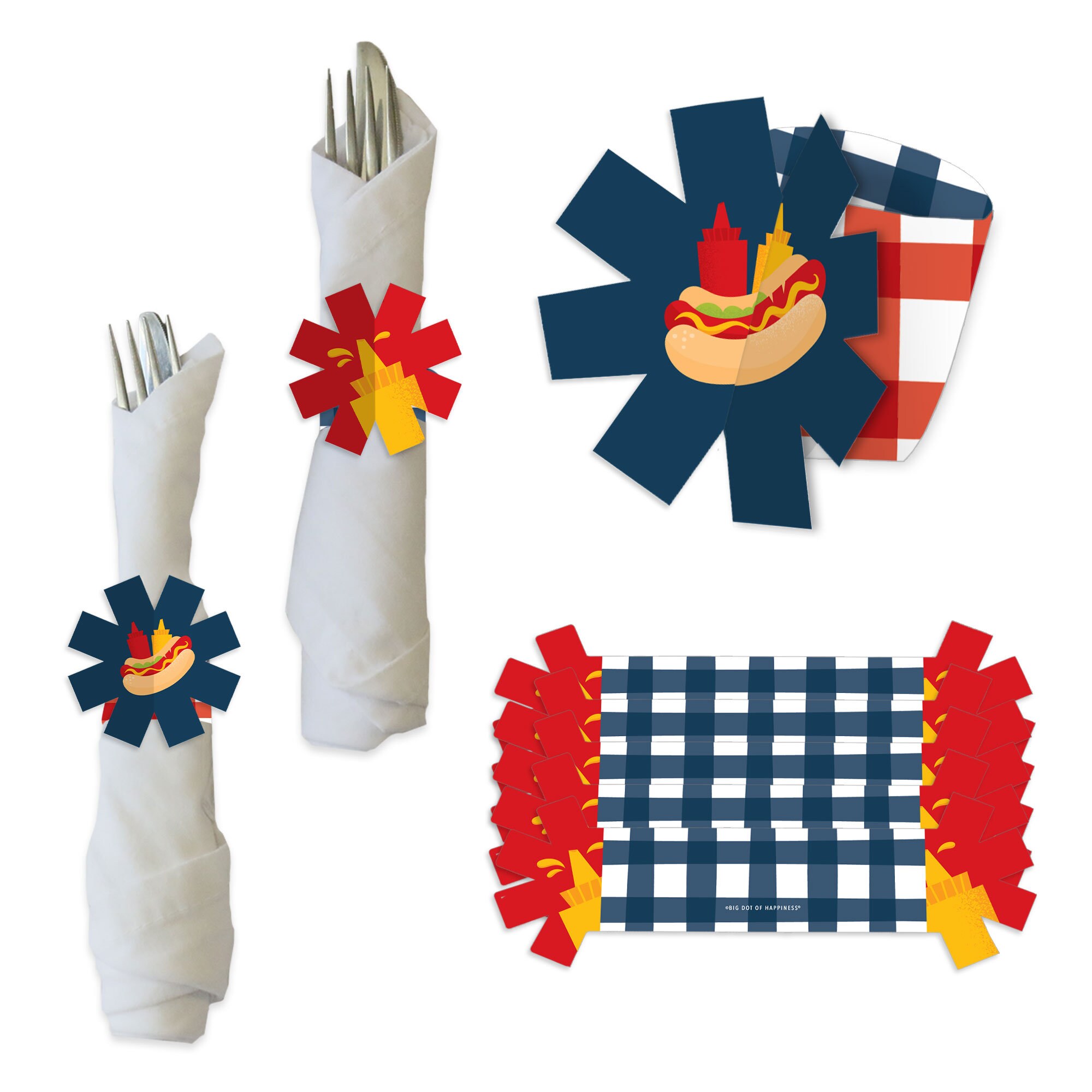 Fire Up the Grill Summer BBQ Picnic Party Paper Napkin Holder Napkin Rings Set of 24
