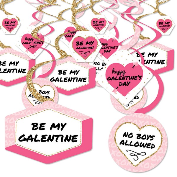 Be My Galentine - Galentine’s & Valentine’s Day Party Hanging Decor - Party Decoration Swirls - Set of 40