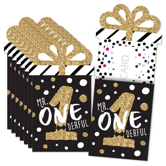1st Birthday Little Mr. Onederful - Boy First Birthday Party Money and Gift Card Sleeves - Nifty Gifty Card Holders - Set of 8 Il_570xn