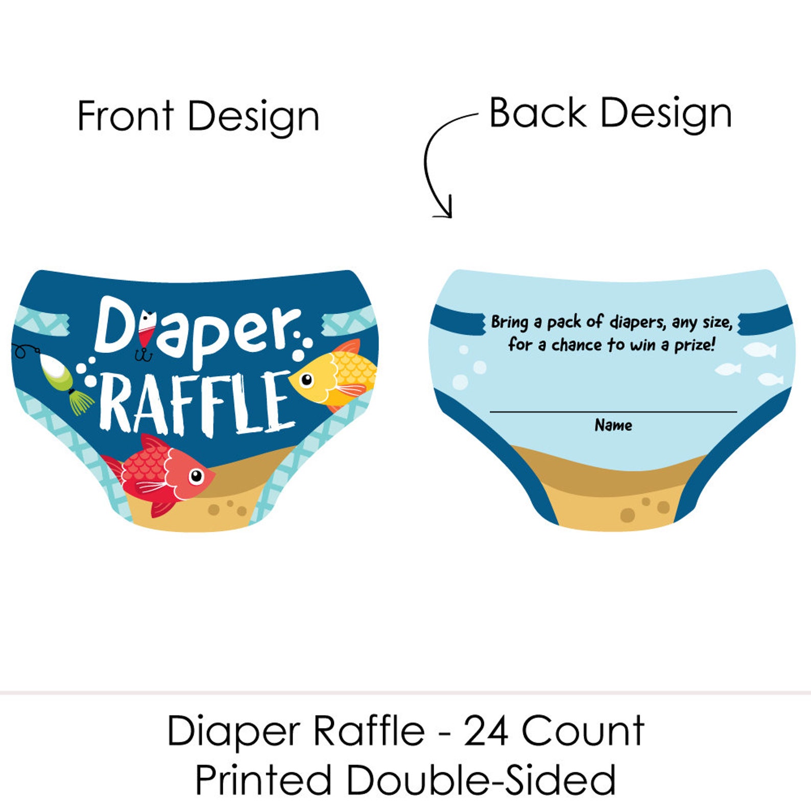 Let’s Go Fishing - Diaper Shaped Raffle Ticket Inserts - Fish Themed ...