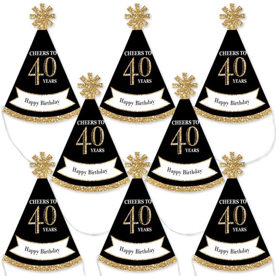 Adult 40th Birthday Gold Mini Cone Birthday Party Hats Small