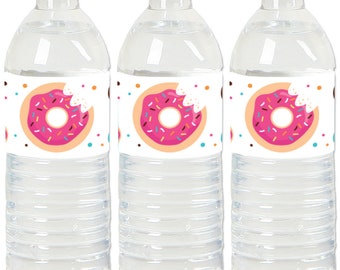 Donut Worry, Let’s Party - Doughnut Party Water Bottle Sticker Labels - Set of 20