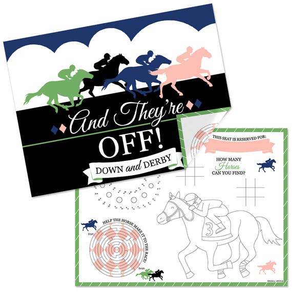 Kentucky Horse Derby Paper Horse Race Party Coloring Sheets Activity Placemats Set Of 16 By Big Dot Of Happiness Catch My Party