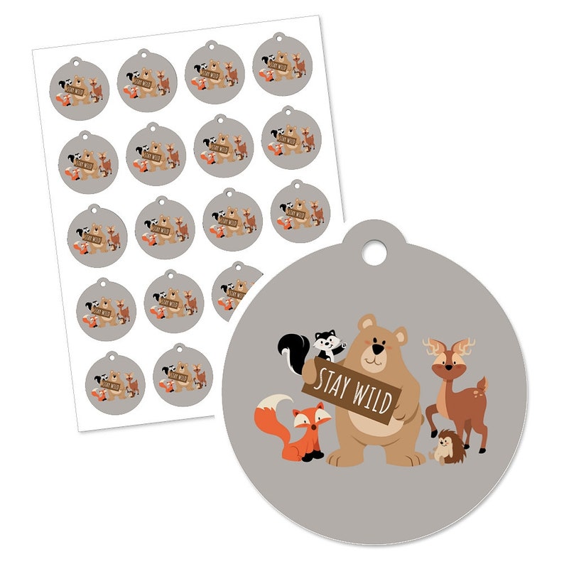 Forest Friends Woodland Baby Shower or Birthday Party Favor Gift Tags 20 Count Woodland Animals Stay Wild Forest Animals