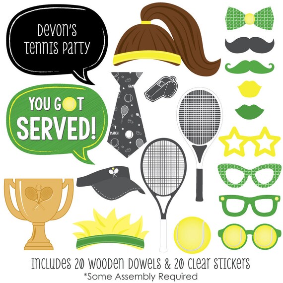 You got Served - Tennis - Photo Booth Props - Photobooth Kit with Custom Talk Bubbles - Baby Shower or Birthday Prop Kit - 20 Pcs Il_570xn