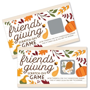 Fall Friends Thanksgiving - Friendsgiving Party Game Scratch Off Cards - 22 Count