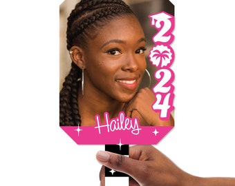 Custom Let's Go Graduate Photo Paddles Class of 2024 Face Fans with Handles Personalized Grad Big Head on Stick Graduation Photo Booth Props