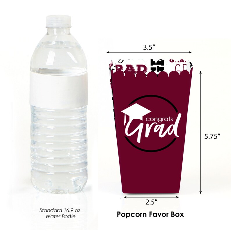 Maroon Grad Best is Yet to Come Graduation Favor Popcorn Treat Boxes Set of 12 image 2