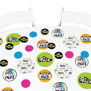 Set The Pace - Running - Giant Circle Confetti - Track Theme Baby Shower or Birthday Decorations - Large Confetti - Party Supplies -27 Ct