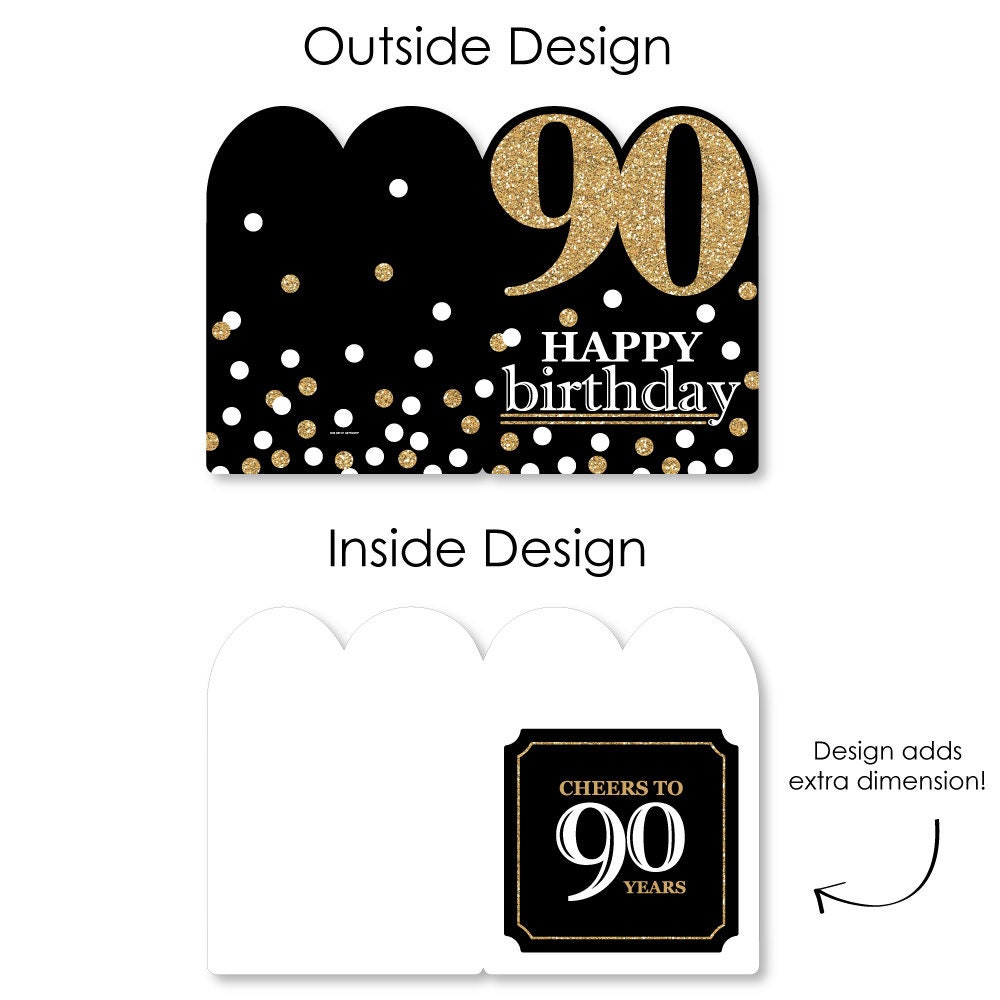 Adult 90th Birthday- Gold - Happy Birthday Big Greeting Card - Giant ...