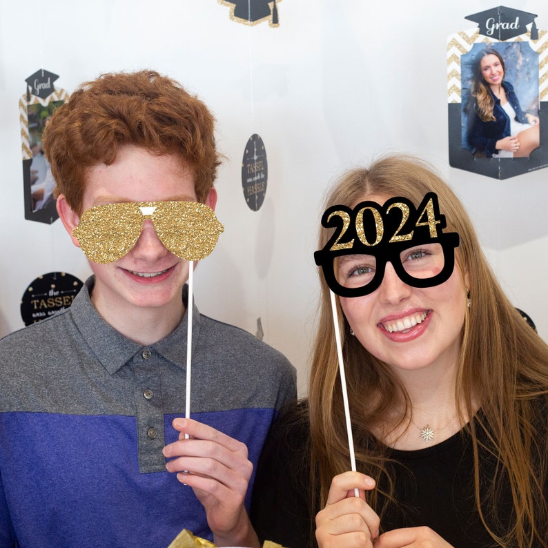 Tassel Worth the Hassle Gold Photo Booth Props Kit Personalized 2024 Graduation Party 20 Count image 9