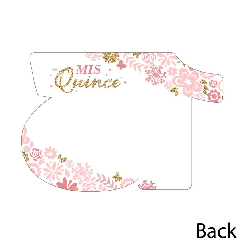 Mis Quince Anos Shaped Thank You Cards Quinceanera Sweet Etsy
