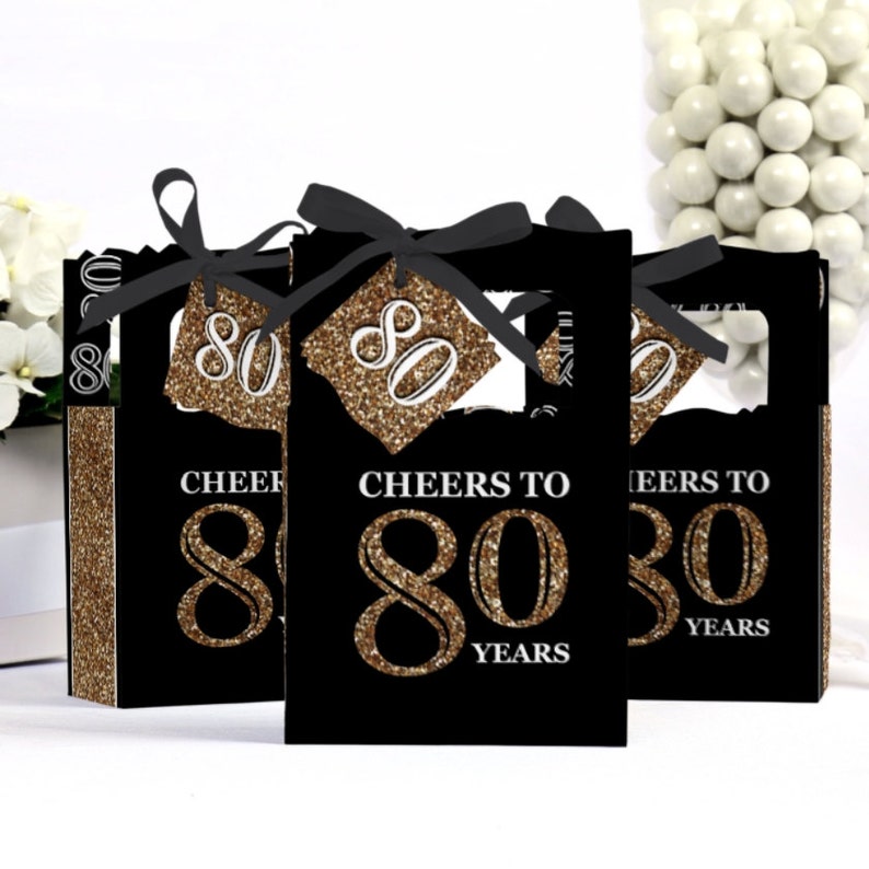 Adult 80th Birthday Gold Birthday Party Favor Boxes Set Etsy