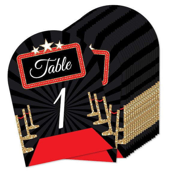 Red Carpet Hollywood - Movie Night Party Double-Sided 5 x 7 inches Cards - Table Numbers - 1-20 Il_570xn