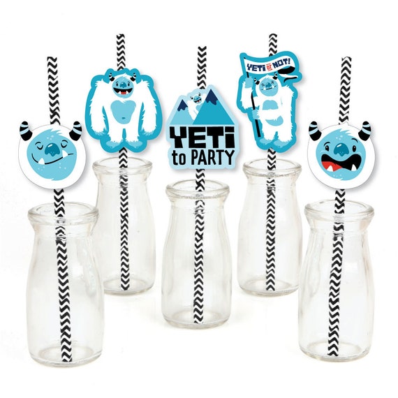 Yeti To Party Paper Straw Decor Abominable Snowman Party Or