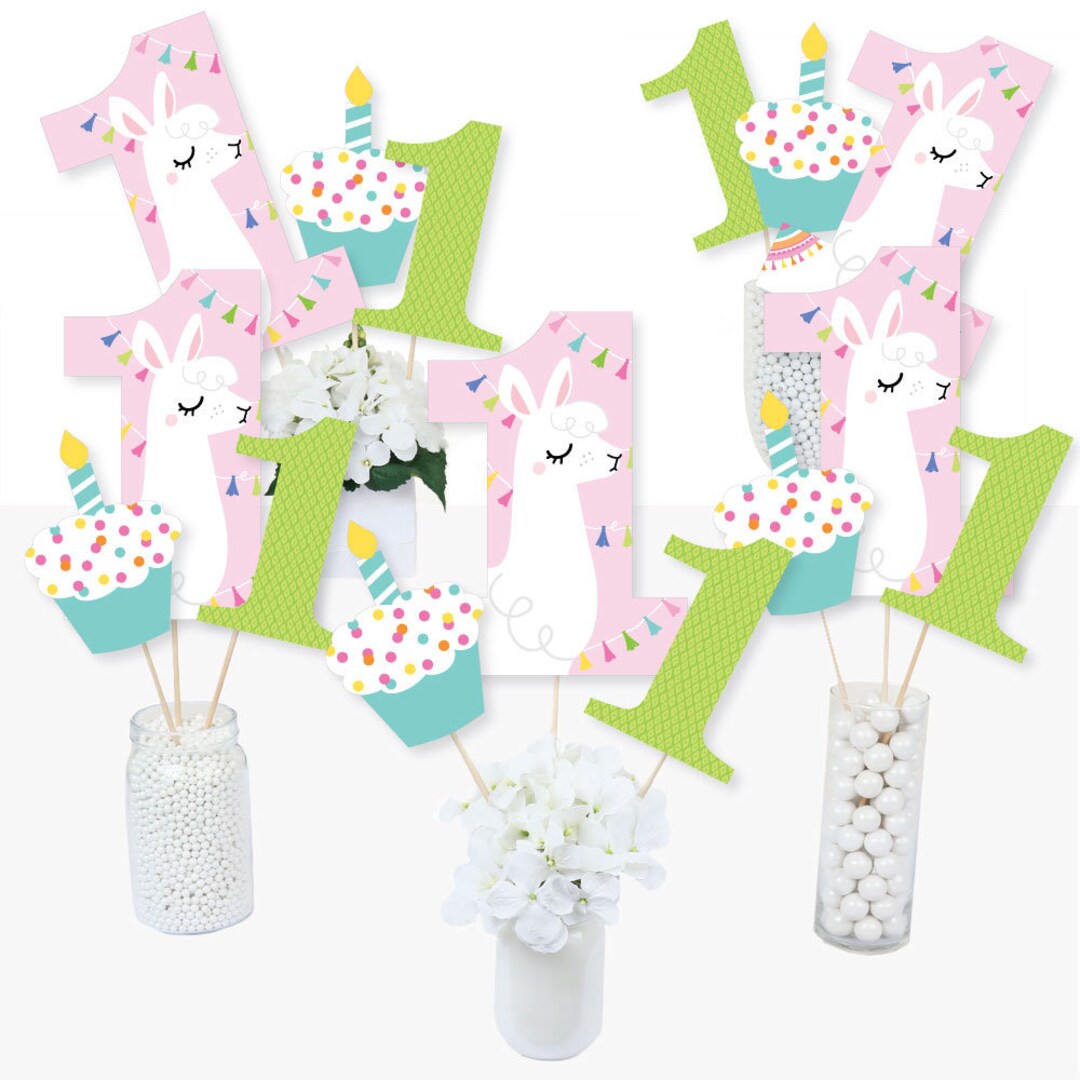 Llama First Birthday Party Decorations Kit - Includes Banner, Balloons, Cake Topper For Girls 1st Birthday