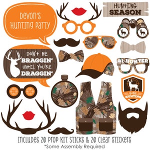 Gone Hunting - 20 Piece Deer Hunting Camo Baby Shower or Birthday Party Photo Booth Props Kit