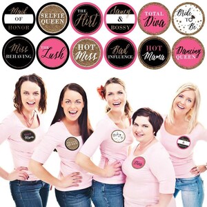 Girls Night Out Bachelorette Party Name Tags Party Badges Sticker Set of 12 image 1