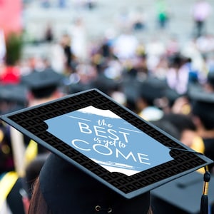 Light Blue Grad Best is Yet to Come Light Blue Graduation Cap Decorations Kit Grad Cap Cover image 3