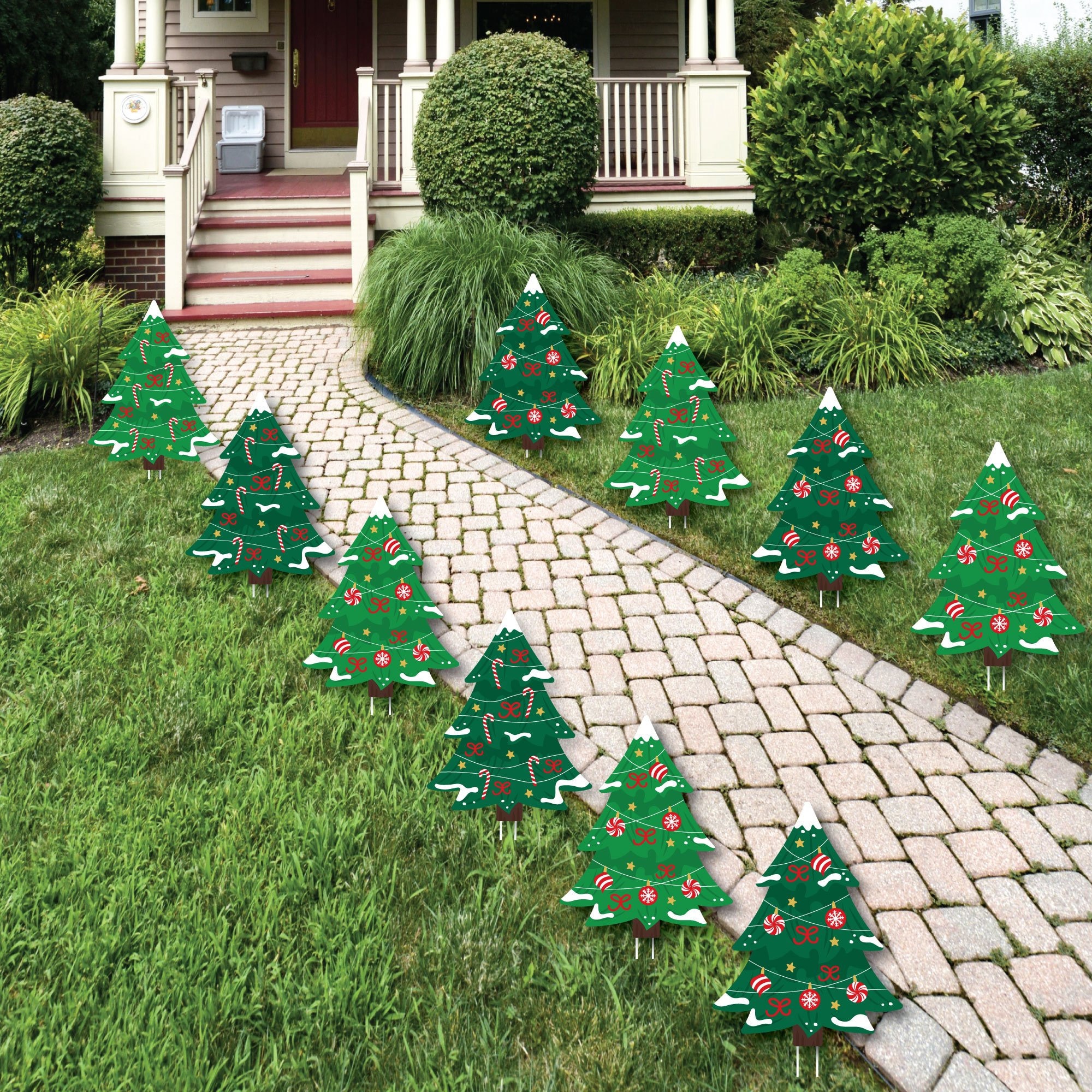 Snowy Christmas Trees - Tree Lawn Decorations - Outdoor Classic Holiday