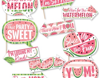 Funny Sweet Watermelon - Fruit Party Photo Booth Props Kit - 10 Piece