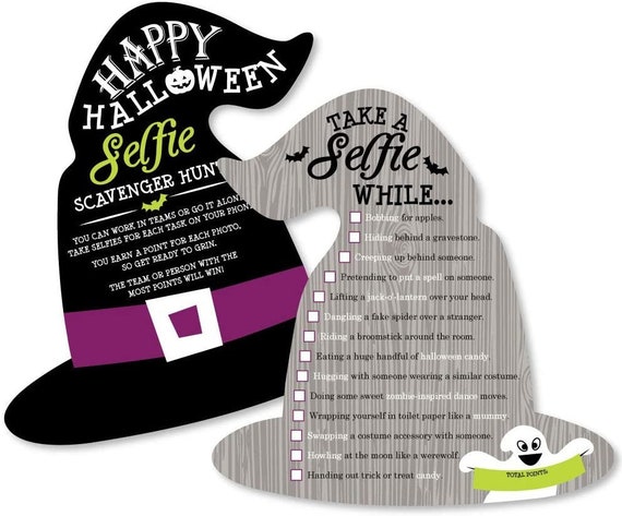 Happy Halloween - Selfie Scavenger Hunt - Witch Party Game - Set of 12 Il_570xn