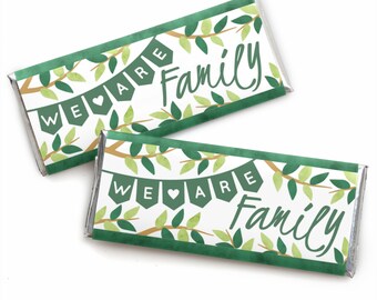 Family Tree Reunion - Candy Bar Wrapper Family Gathering Party Favors - Set of 24