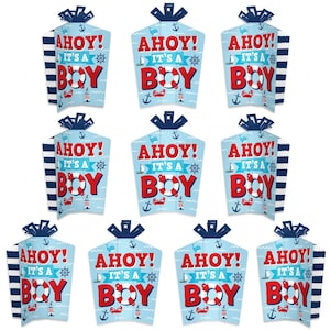 Ahoy It’s a Boy - Table Decorations - Nautical Baby Shower Fold and Flare Centerpieces - 10 Count