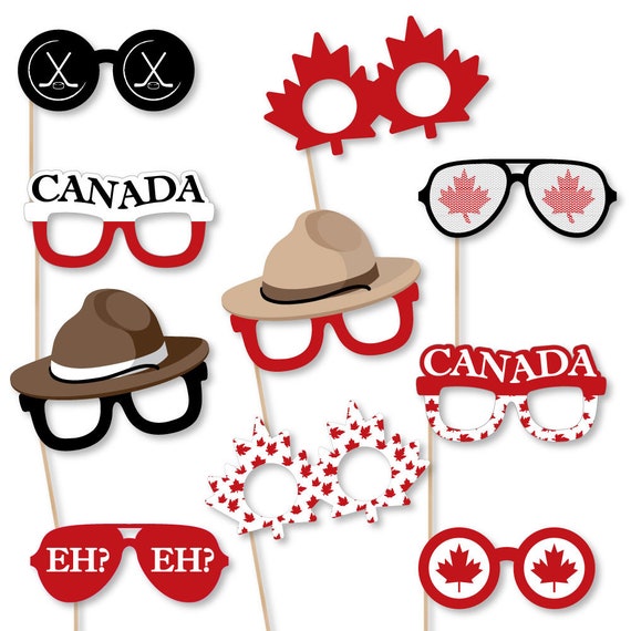 Canada Day Photo Booth Accessories Fun Selfie Canadian Party Card Stock Paper Photo Props