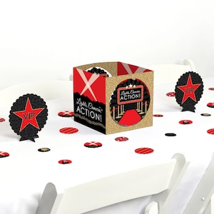 Red Carpet - Centerpiece & Table Decoration Kit - Movie Night Party Decorations - Prom Party Decor - Red Carpet Event - 39 Pc. Set