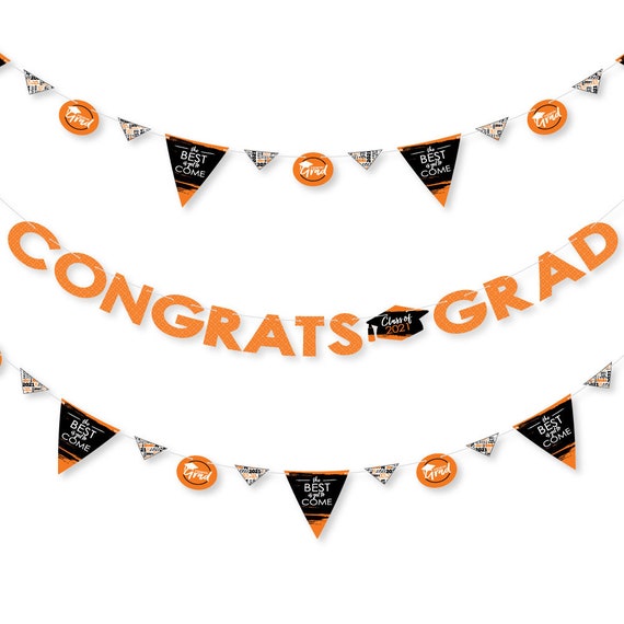 Orange Grad - Best is Yet to Come - 2021 Orange Graduation Party Letter Banner Decoration - 36 Banner Cutouts & Congrats Grad Banner Letters Il_570xn