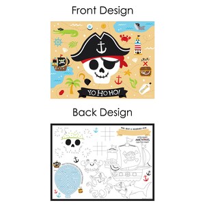 Pirate Ship Adventures Paper Skull Birthday Party Coloring Sheets Activity Placemats Set of 16 image 5