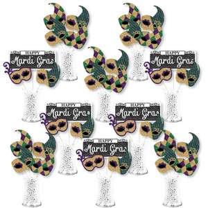 Mardi Gras - Masquerade Party Centerpiece Sticks - Showstopper Table Toppers - 35 Pieces