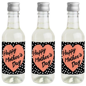 Best Mom Ever - Mini Wine and Champagne Bottle Label Stickers - Mother&#39;s Day Favor Gift for Women and Men - Set of 16