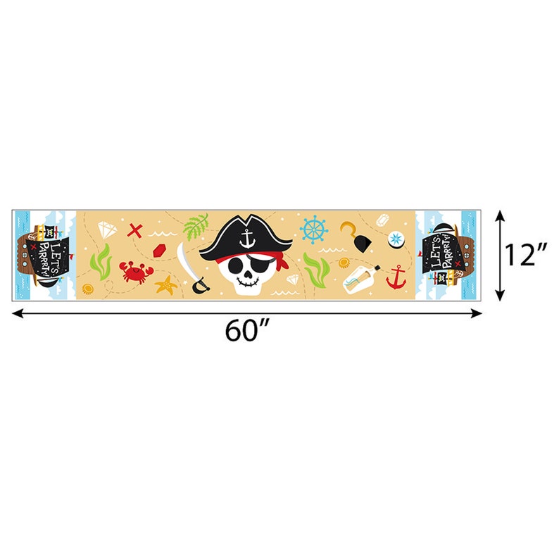 Pirate Ship Adventures Petite Skull Birthday Party Paper Table Runner 12 x 60 inches image 3