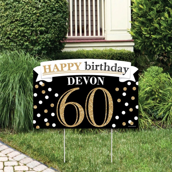 Adult 60th Birthday Gold Birthday Party Yard Sign Lawn Decorations