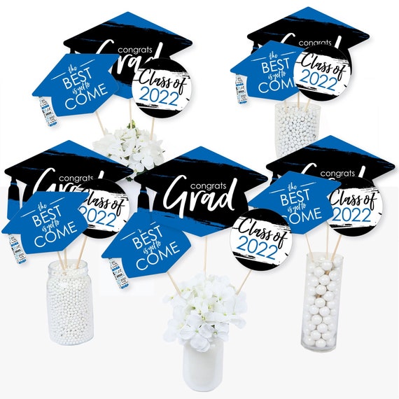 Set of 12 Party Cupcake Wrappers Light Blue Graduation Party Decorations Best is Yet to Come Big Dot of Happiness Light Blue Grad 
