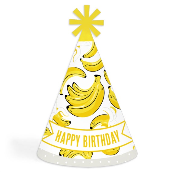 Let’s Go Bananas Cone Happy Birthday Party Hats for Kids and Adults