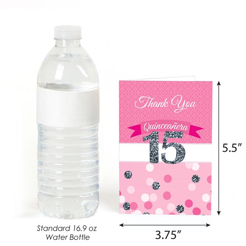 Quinceanera Thank You Cards Sweet 15 Pink Thank You Etsy