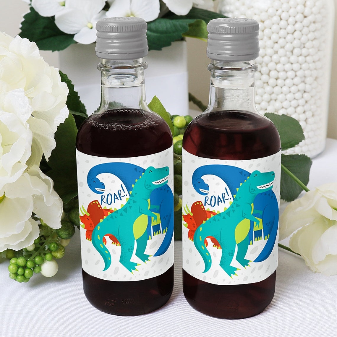 Roar Dinosaur Mini Wine and Champagne Bottle Label Stickers Etsy